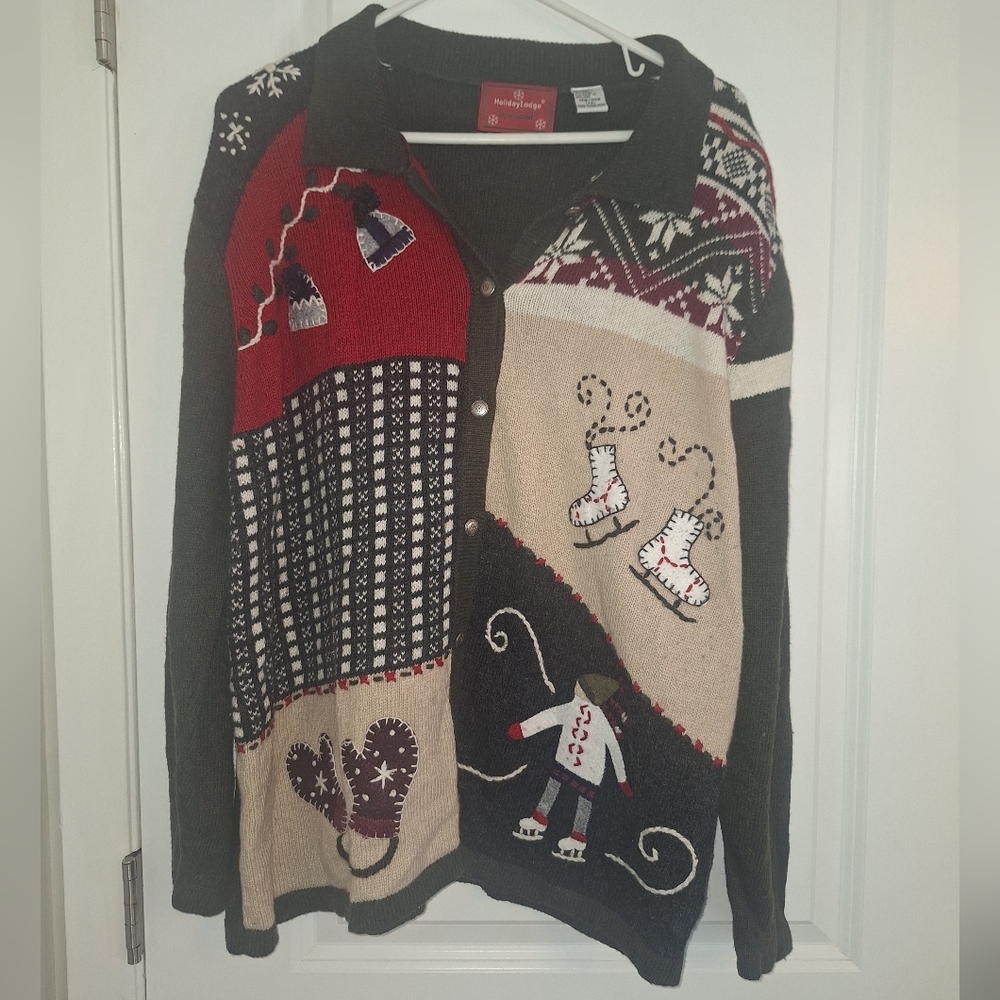 Festive Winter Patchwork Cardigan - image 1